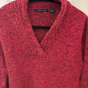 JEANNE PIERRE Pink 100% Cotton V-Neck Sweater